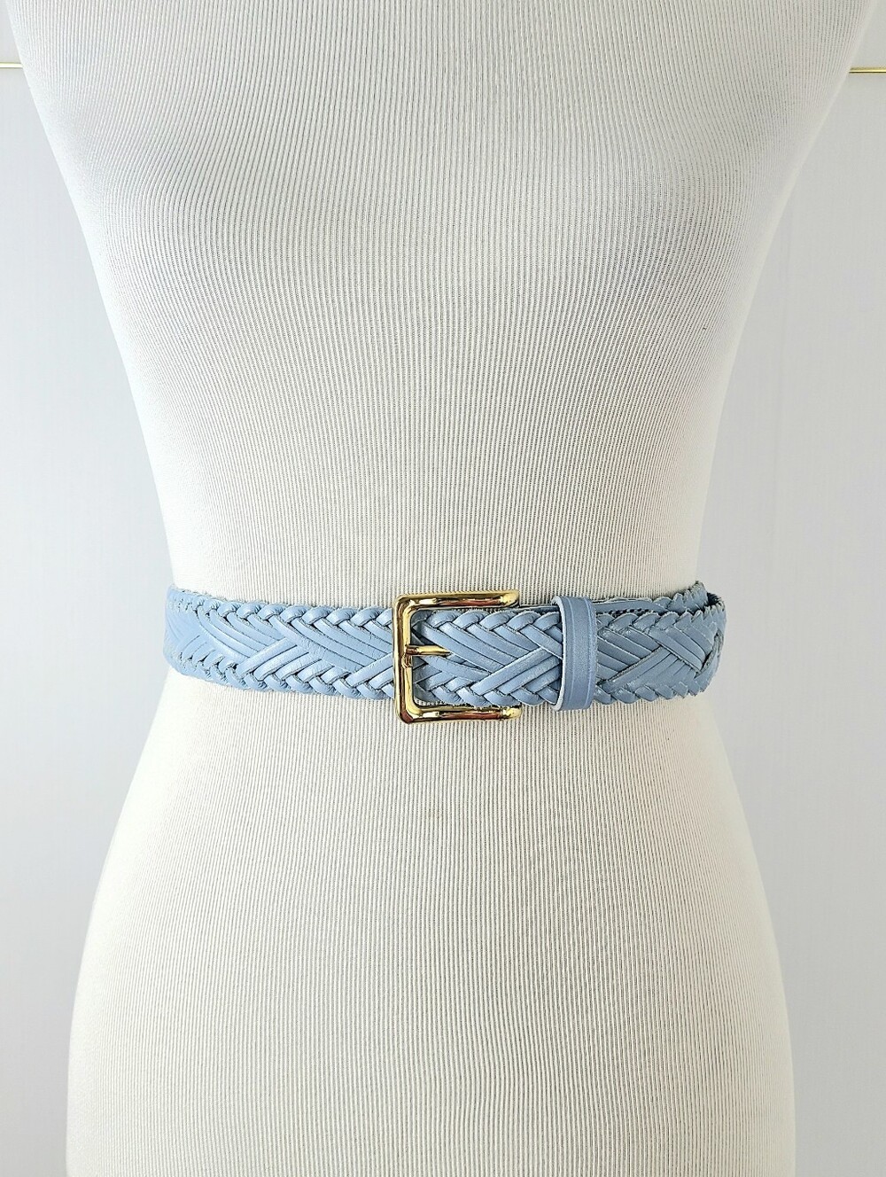 J. Crew Powder Blue Woven Braided Genuine Leather Belt - Picture 1 of 12